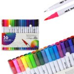 36 Colours Double Head Coloured Markers Set Dual Tip Brush & Fineliner