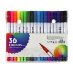 36 Colours Double Head Coloured Markers Set Dual Tip Brush & Fineliner