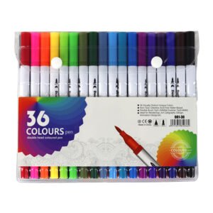 36 Colours Double Head Coloured Markers Set Dual Tip Brush & Fineliner