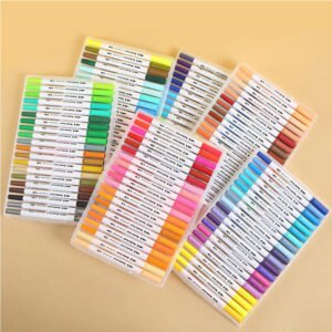 48 Colours Double Head Coloured Pen Set Dual Tip Brush & Fineliner