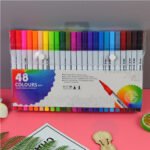 48 Colours Double Head Coloured Pen Set Dual Tip Brush & Fineliner