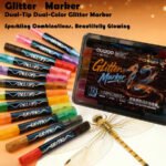 QUWOO Dual-Tip Dual-Color Glitter Marker Set
